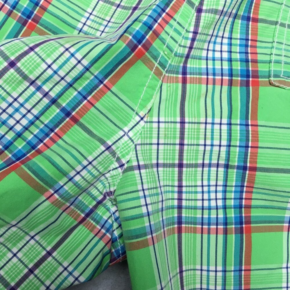 Polo RL Mens Plaid Swim Cargo Shorts size 34 Green Drawstring Cotton Nylon - Picture 16 of 16